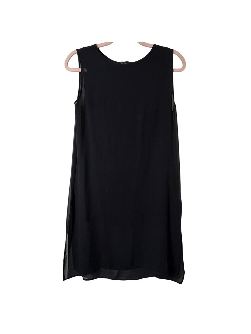 Sz 2 ALLSAINTS Casset Tee Layered Tunic Dress Black Quiet Luxury Minimalist Goth